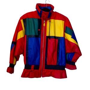 Vintage G-III Carl Banks Colorblock Leather Bomber Jacket Coat Size Small